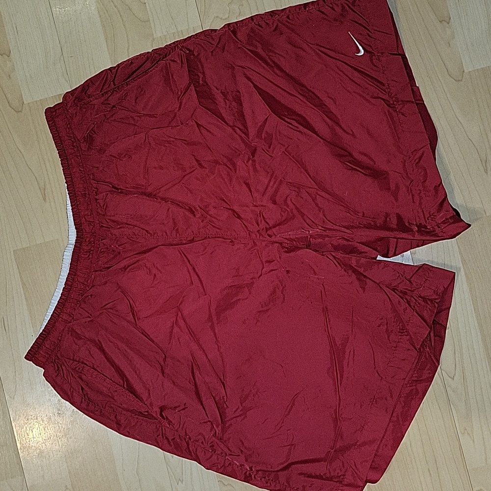 VTG 90S Nike Men’s Nylon Shorts Size XL Red Big Logo VTG Nike SWIM Trunks